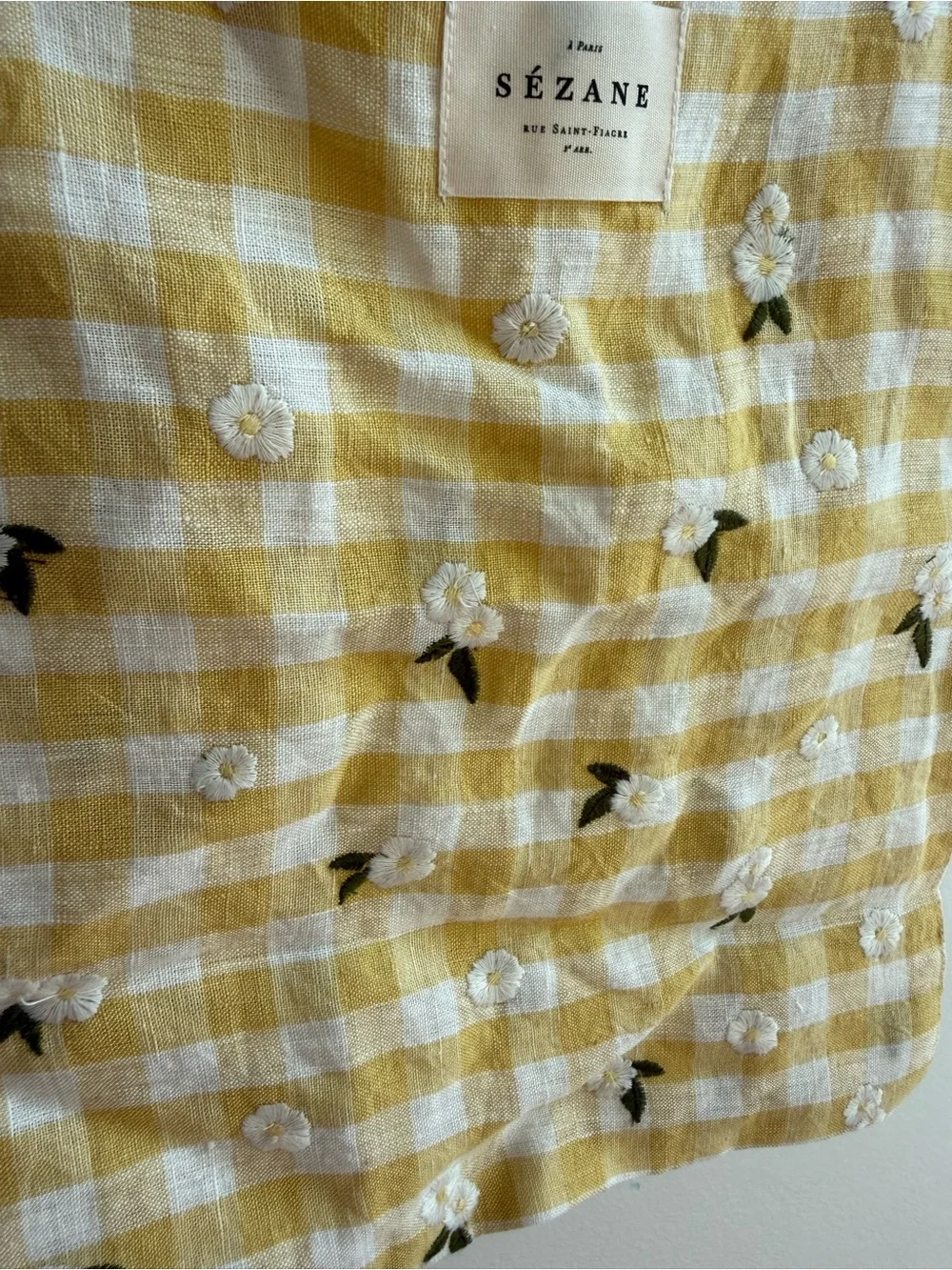 Sezane Shopper Bag Straw Yellow Gingham - Size TU